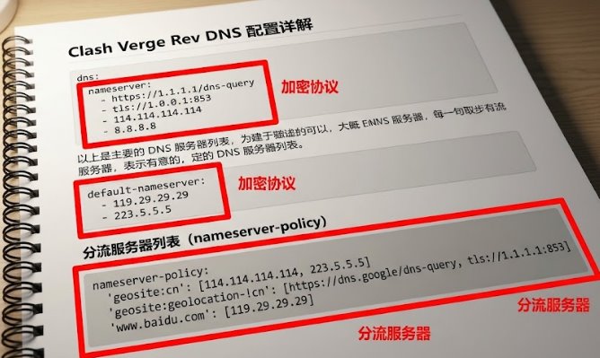 Clash Verge Rev 安全 DoH 与 DoT 加密 DNS 配置代码